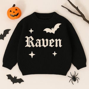 Happy Halloween Personalized Embroidered Name Baby Sweater, Custom Baby Name Sweater, Baby Girls Sweater With Name, Gift For Baby Girls Boy