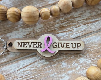 Personalized Ribbon Keychain • Cancer Awareness Gift • Custom Color Support Keyring • Hope, Believe & Survivor Gift