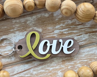 Personalized Ribbon Keychain • Cancer Awareness Gift • Custom Color Support Keyring • Hope, Believe & Survivor Gift