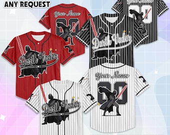 Maglia da baseball personalizzata della collezione Darth Vader, maglietta da baseball personalizzata di Star Wars, completo coordinato per il viaggio Disney, maglietta della squadra di baseball