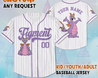 Maglia da baseball personalizzata Figment Little Spark, maglia personalizzata Disney Figment per i fan Disney, regalo di compleanno Disneyland