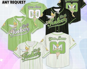 Maglia da baseball personalizzata della collezione Trilli, maglia Disney Trilli, completo della squadra di baseball di Peter Pan, regalo di compleanno