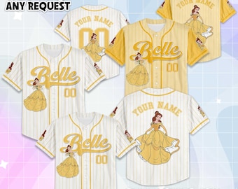 Maglia da baseball personalizzata di Belle, maglia Disney di Belle de La bella e la bestia, maglia da baseball Disney, regali carini per i fan