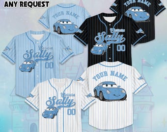 Maglia da baseball personalizzata di Sally Carrera, maglia sportiva personalizzata di Sally Carrera Disney per i fan Disney, regalo di compleanno unico a Disneyland