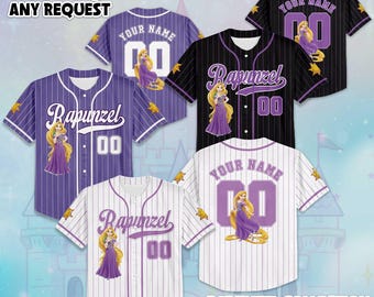 Custom Rapunzel Collection Baseball Jersey, Disney Princess Rapunzel Jersey, Disney Baseball Jersey Sports Cute Gifts For Fans
