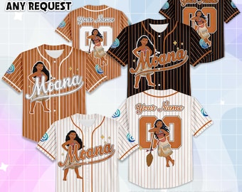 Maglia da baseball personalizzata di Moana, maglia personalizzata del capitano Disney Princess Moana, vestito coordinato per il viaggio Disney, maglietta della squadra di baseball Disney