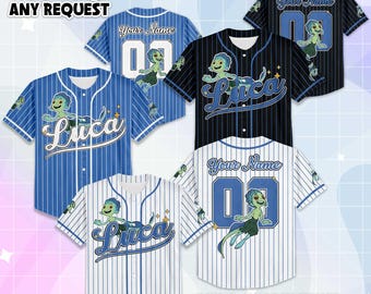 Personalized Luca Collection Baseball Jersey, Custom Disney Luca Paguro Baseball Jersey, Disneyland Baseball Team Outfit Jersey