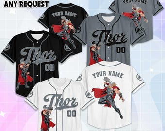 Maglia da baseball Thor personalizzata, maglietta da supereroe personalizzata