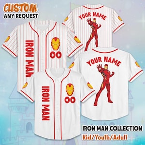 Custom Iron Man Baseball Jersey, Disney The Avengers Iron Man Jersey for Disney Fans, Disney Baseball Team Outfit