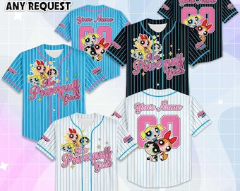 Maglia da baseball personalizzata delle Superchicche, maglietta delle Superchicche, regalo di compleanno di Buttercup, regalo per gli amanti del baseball Disney