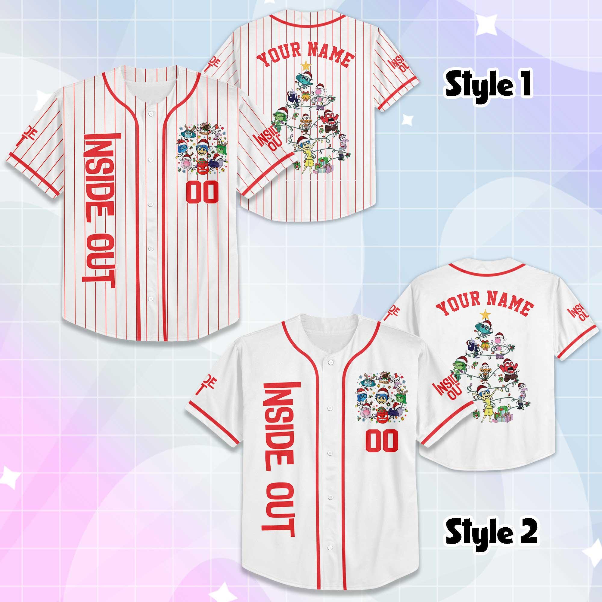 Discover Personalized Inside Out Christmas Baseball Jersey, Custom Disney Inside Out Jersey, Kids Birthday Jersey, Santa Claus Christmas shirt