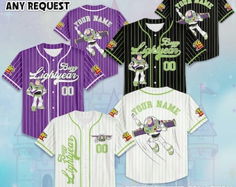 Camiseta de béisbol personalizada de Buzz Lightyear, camiseta de Buzz Lightyear de Toy Story de Disney, camiseta de béisbol de Disney, regalos deportivos para fanáticos