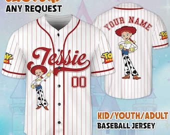 Maglia da baseball personalizzata di Jessie Toy Story, maglia di Jessie Toy Story Disney, maglia da baseball Disney, simpatici regali sportivi per i fan