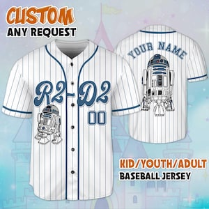 Maillot de baseball personnalisé Star Wars R2-D2 Astromech droïde, maillot de baseball Disney adulte sport, cadeaux mignons pour les fans de Disney
