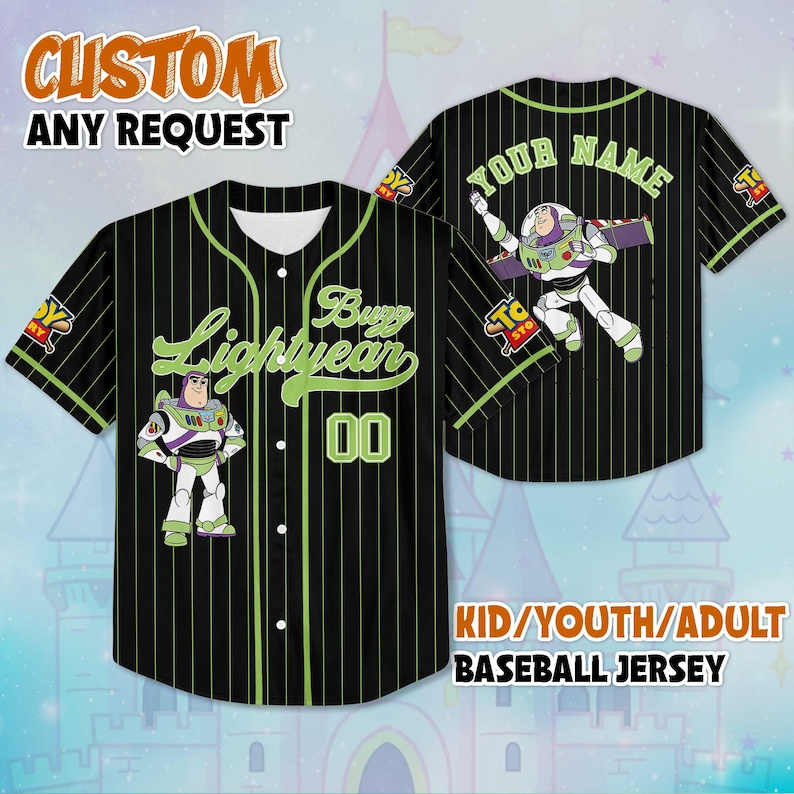 Custom Buzz Lightyear Collection Baseball Jersey, Toy Story Buzz ...
