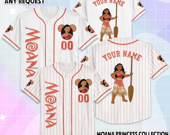 Camiseta de béisbol personalizada de Moana, Camiseta personalizada de Moana de Disney, Conjunto de equipo de béisbol de Disney, Regalo de cumpleaños