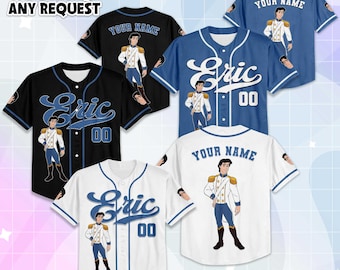 Kundenspezifisches Prinz Eric Baseballjersey, kleine Meerjungfrau-Outfit