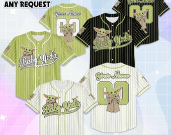Maglia da baseball personalizzata della collezione Baby Yoda, maglia personalizzata della squadra di Star Wars, completo della squadra di baseball, maglietta coordinata per la famiglia
