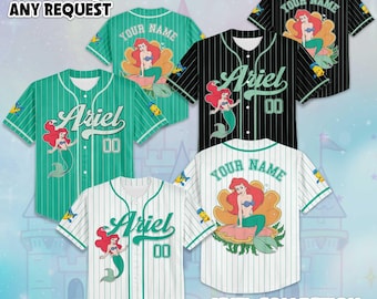 Custom Ariel Collection Baseball Jersey, Disney The Little Mermaid Ariel Jersey, Disney Baseball Jersey Sports Cute Gifts For Fans