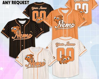 Maglia da baseball personalizzata di Nemo, maglietta da baseball Disney Alla ricerca di Nemo, vestito coordinato per il viaggio Disney, regalo di compleanno a Disneyland