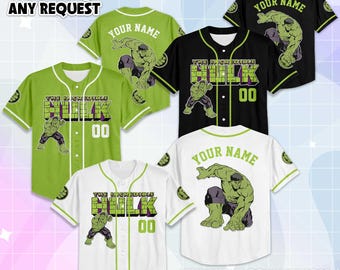 Camisa de beisebol personalizada do Hulk, camiseta de beisebol do Hulk da Disney, conjunto combinando para viagem à Disney, presente de aniversário da Disney