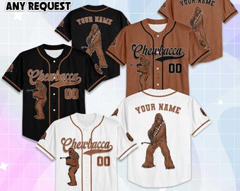 Maglia da baseball personalizzata della collezione Chewbacca, maglietta da baseball personalizzata di Star Wars, completo coordinato per il viaggio Disney, maglietta della squadra di baseball Disney