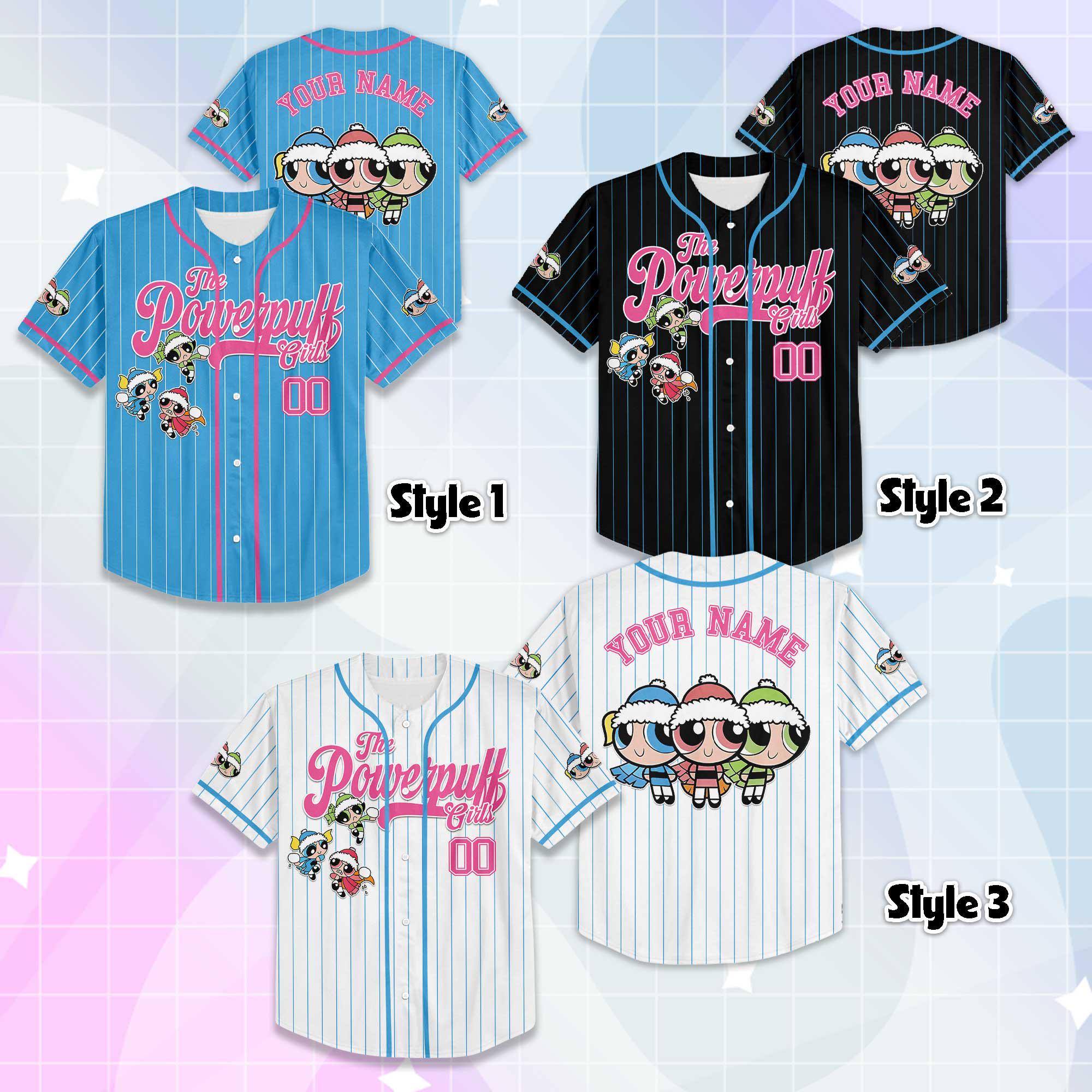 Discover Personalized The Powerpuff Girls Christmas Baseball Jersey, The Powerpuff Girls Shirt, Buttercup Birthday Gift, Disney Baseball Fan