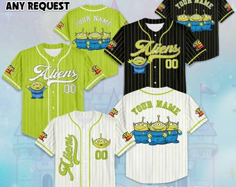 Camiseta de béisbol personalizada de extraterrestres, inspirada en Toy Story, regalo deportivo.
