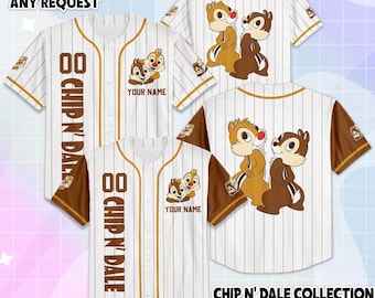 Maglia da baseball personalizzata con la coppia di Cip e Ciop, maglietta da baseball personalizzata con Cip e Ciop, completo coordinato per il viaggio Disney