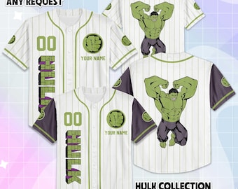 Camisa de beisebol personalizada do Hulk, camiseta de beisebol do Hulk da Disney, conjunto combinando para viagem à Disney, presente de aniversário da Disney