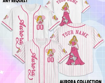 Personalized Aurora Princess Baseball Jersey, Custom Sleeping Beauty Shirt, Disney Princess Jersey Shirt, Magic Kingdom Baseball Shirt