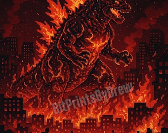 Inferno Awakens – Retro Pixel Monster Print (11x14 Digital Download)