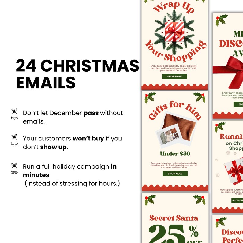 Wrapped Emails Christmas Email Template Bundle for Canva | Holiday Email Templates ...