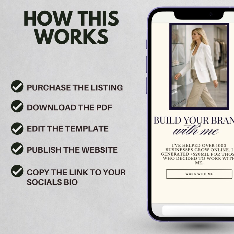 Editable Link in Bio Template for Canva Instagram Link Page for