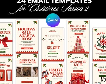 Christmas Email Template Bundle for Canva | Holiday Email Templates | Small Business Marketing | Ready-To-Send Christmas Emails