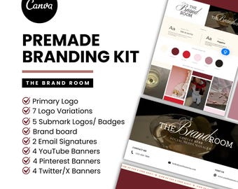 Branding Kit Template | Complete Brand Identity | Logo Set, Color Palette, Typography, Brand Guide | Canva Template for Small Business