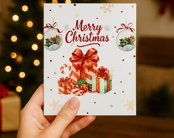 Zestaw 5 kartek świątecznych – kartki z życzeniami świątecznymi A6 | Akwarelowe wzory Wesołych Świąt | Zestaw kartek świątecznych z kopertami