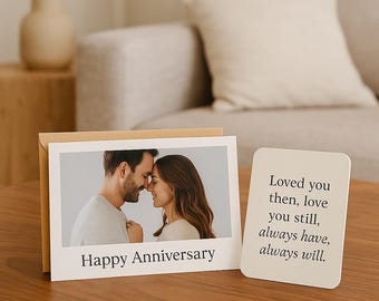 Spersonalizowana kartka ze zdjęciem na rocznicę • Spersonalizowane zdjęcie pary • Prezent na rocznicę • Ręcznie robione w Wielkiej Brytanii