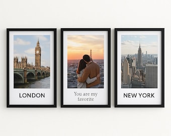 Zestaw prezentowy ze zdjęciami w ramkach: spersonalizowane odbitki w formacie 4x6 cali, nowoczesne czarne ramki