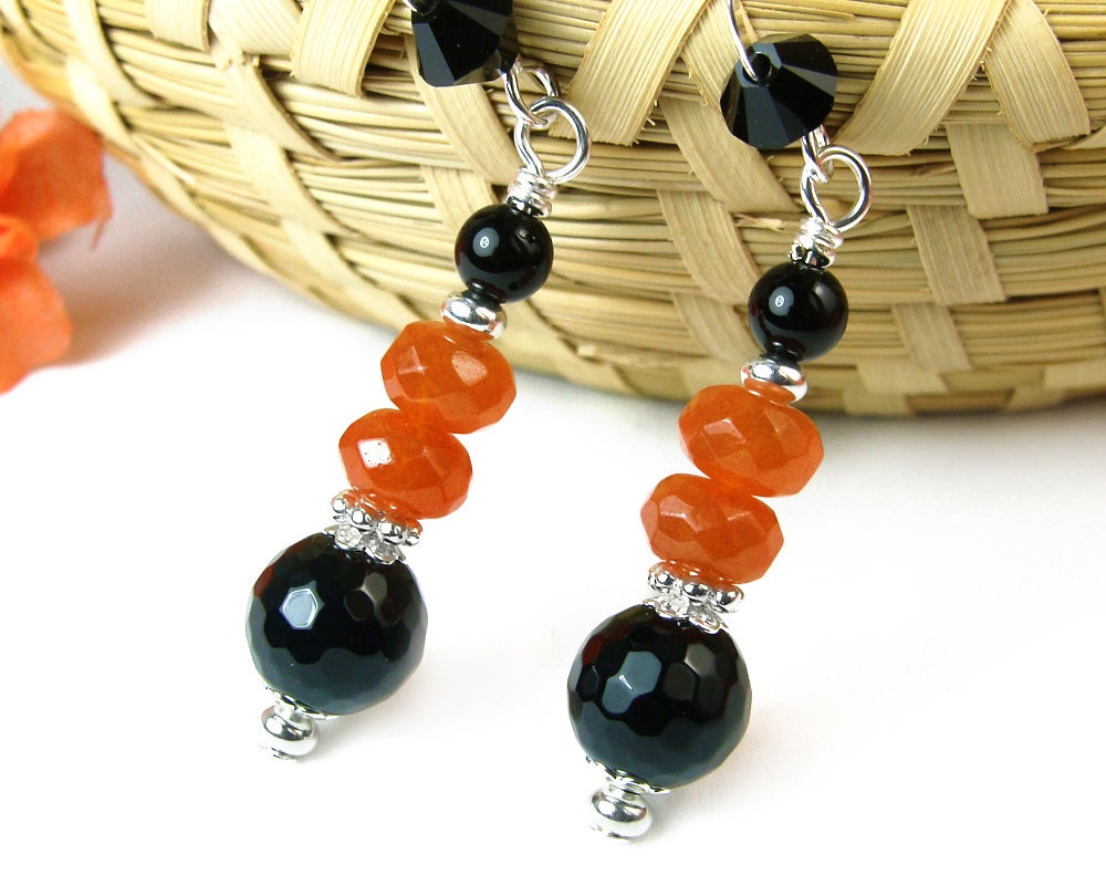Black Orange Halloween Earrings Samhain Drop Earrings | Etsy