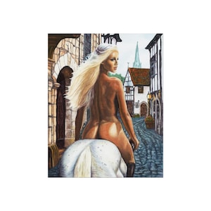 Fine Art Posters, Lady G enters the village - Unique Wall Art Print, Home Decor Poster, Artwork Print, Vintage Poster, Wall Hanging Art,