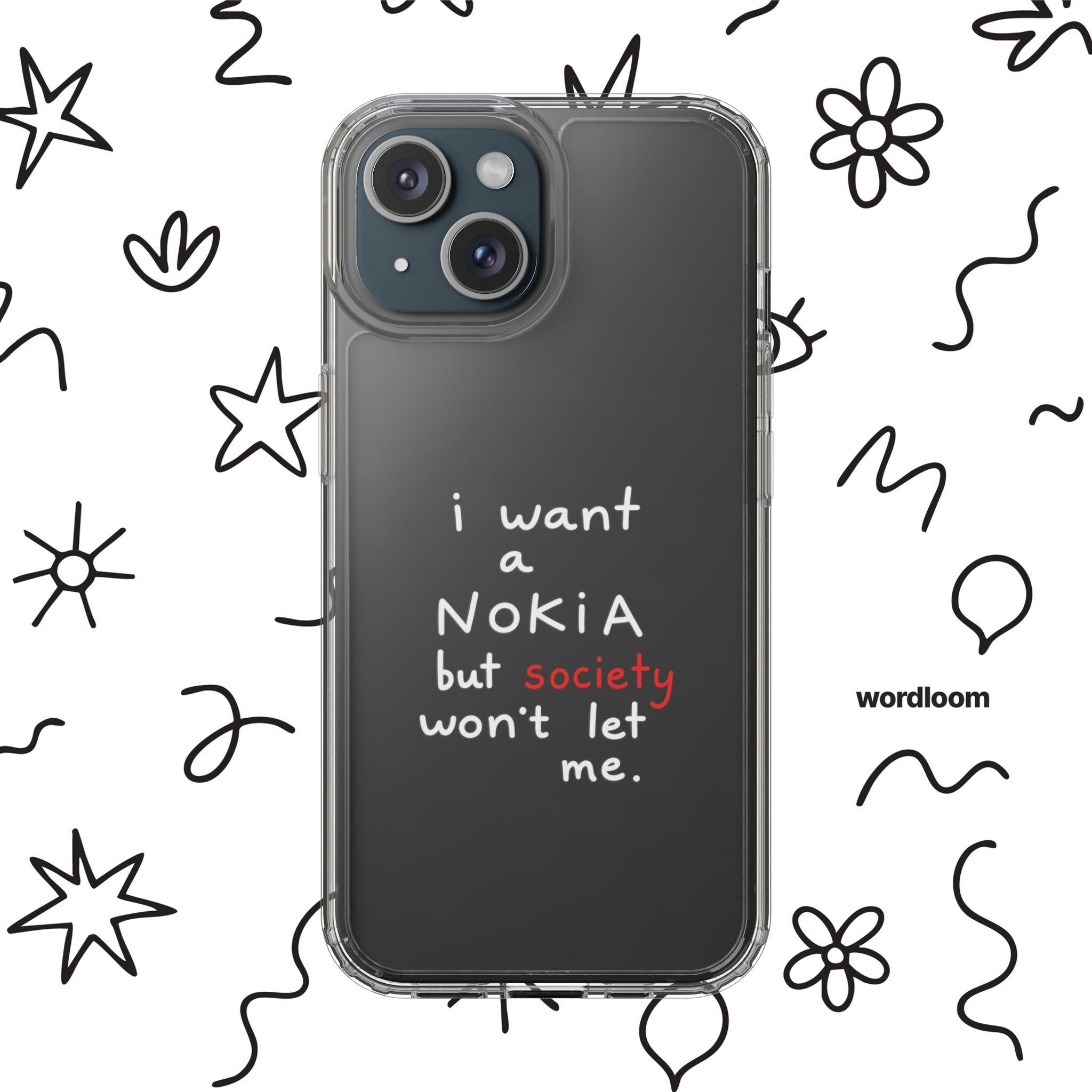 Funny Nokia Quote Clear Phone Case: Sarcastic Tech Gift, image size:2048x2048