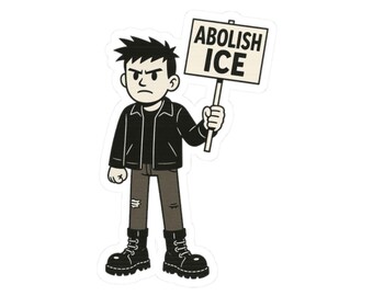 Abolish ICE Vinyl Sticker - Riot Rue Mascot - Political Protest Decal