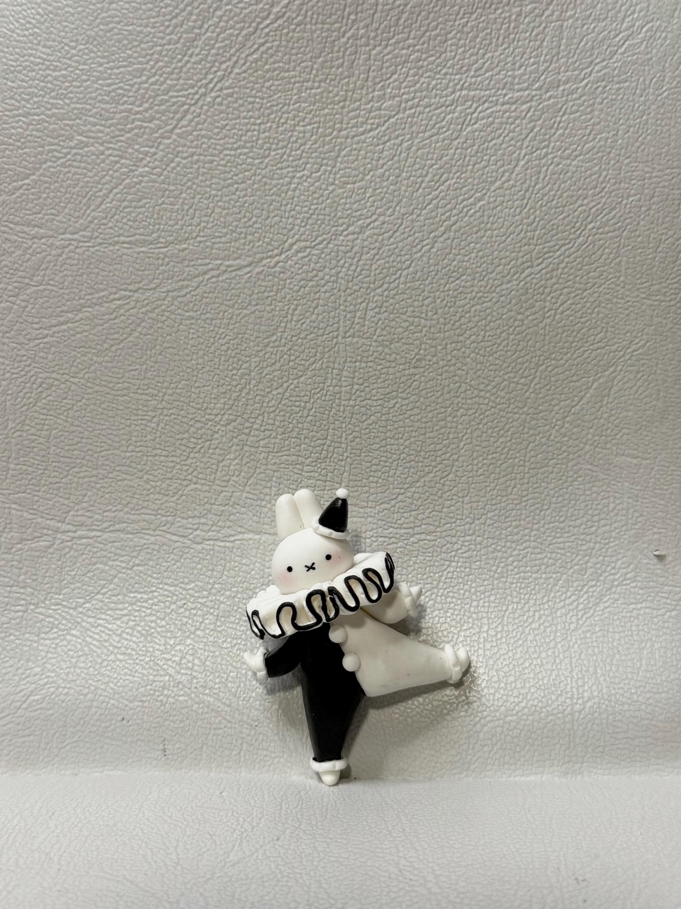 Cute Clown Miffy Keychain: Pierrot Clown Bunny, Halloween, Spooky