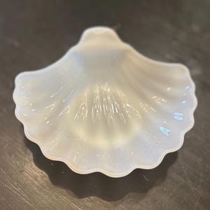 Milk Glass Shell Dish, Open Candy Dish, Soap Dish, Trinket Dish- Vintage Anchor Hocking