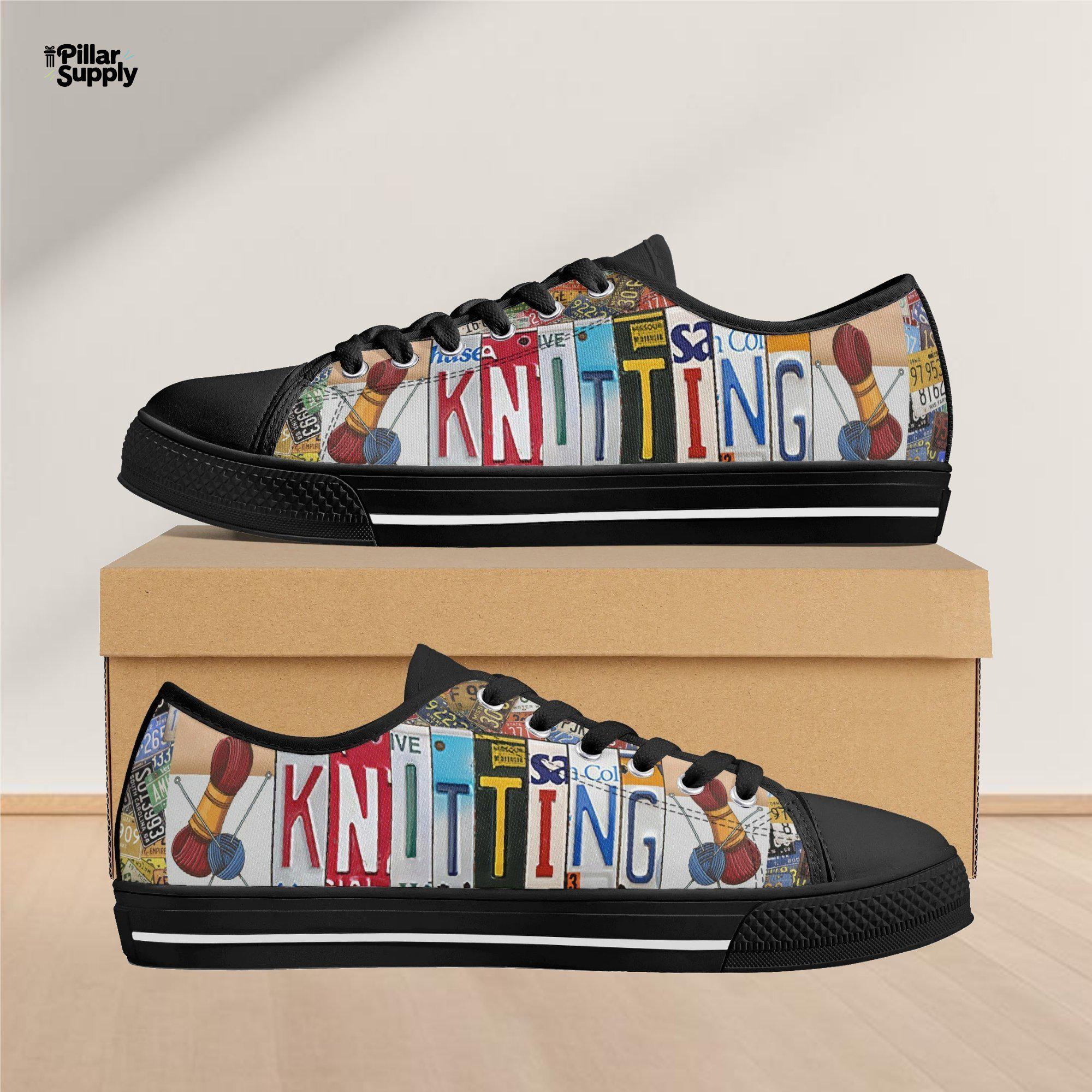 Knitting License Plate Shoes, Funny Knitting Lover Gift, Crocheting…