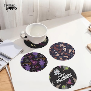Halloween Keramik Untersetzer Set: Witchy Herbst Dekoration