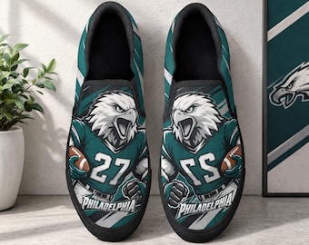 Personalized Slip On Sneakers Custom Eagle Graphic Loafers Comfortable Walking Shoes Game Day Fan Apparel