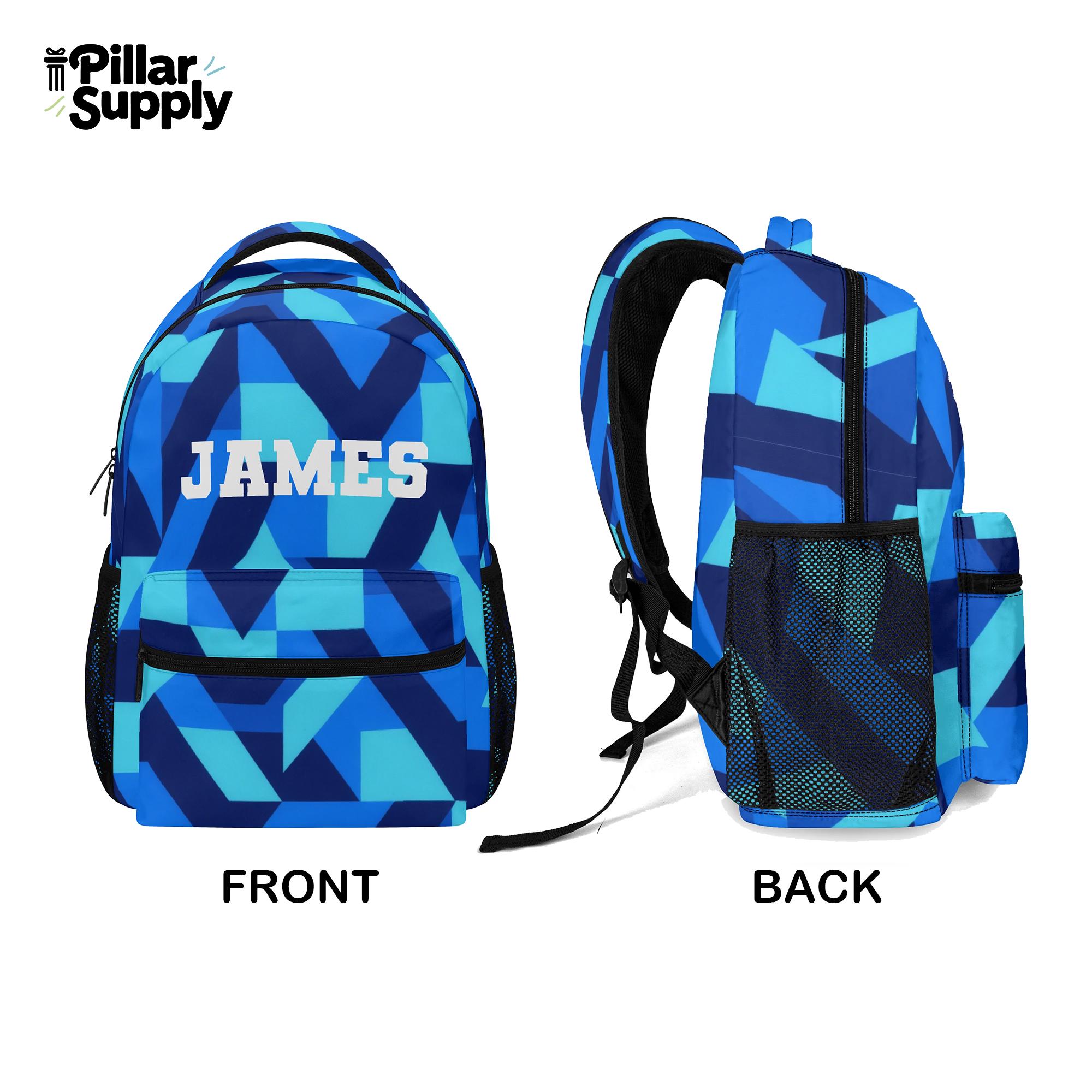 Blue Geometric Backpack | Custom Geometry Book Bag | Book Bags | Custom Backpack Geometry – Nasher Miles main image 4