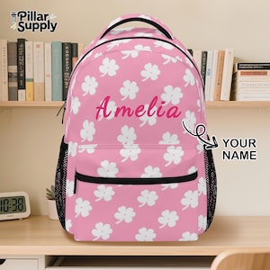 Personalized Pink Flower Backpack – Custom Name Girls Bookbag with Cute Floral Design – Preschool or Kindergarten School Gift